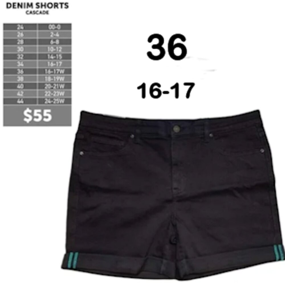 Lularoe Boyfriend Denim Shorts | Cascade | Size 36 / 16W | Black | NWT